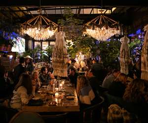 Diners in the Courtyard at night