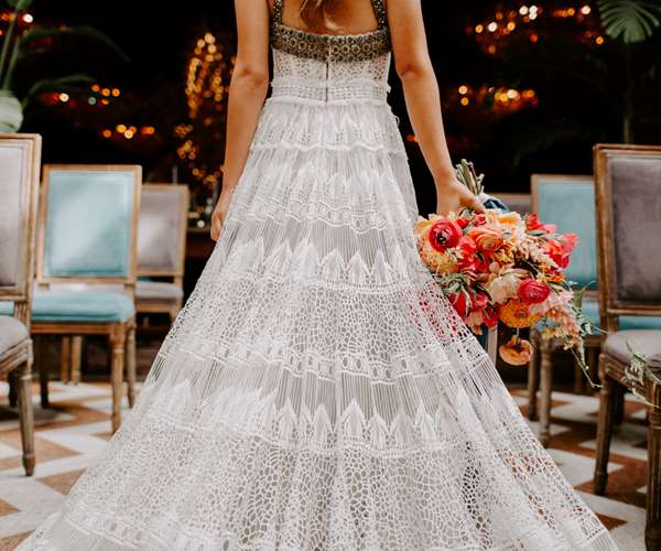 Closeup of bridal train