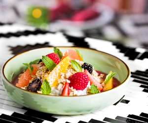 Brunch dish with fruits