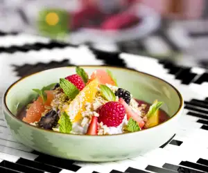 Brunch dish with fruits